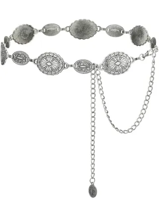 Western Metal Concho Belt For Women ,Chain Belts For Dresses Jeans Outfit 
