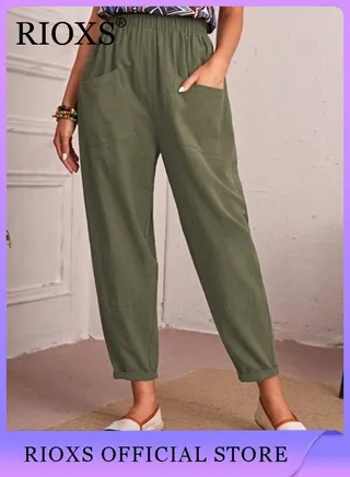 Women Casual Pant Regular Fit Basic Trousers With Front Pockets For Work And Daily 