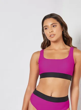 Contrast Band Bikini Top Pink 