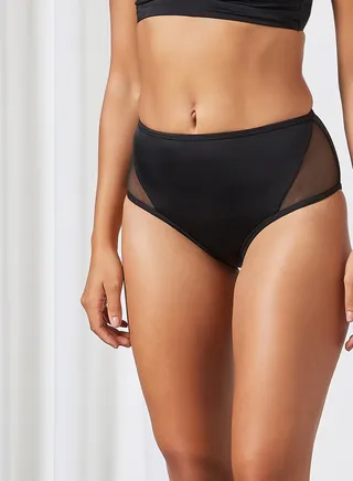 Mesh Side Bikini Bottom Black 