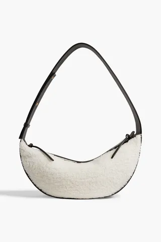 Shearling and leather shoulder bag