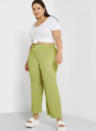 Textured Detail Wide Leg Pants 