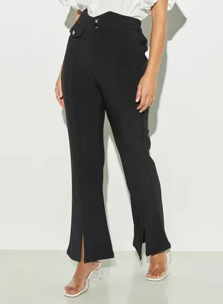 2Xtremz Relaxed Fit Solid Trousers with Button Closure and Slits 
