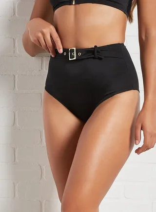 Belted Bikini Bottom Black 