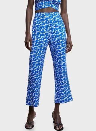Floral Print Wide Leg Pants 