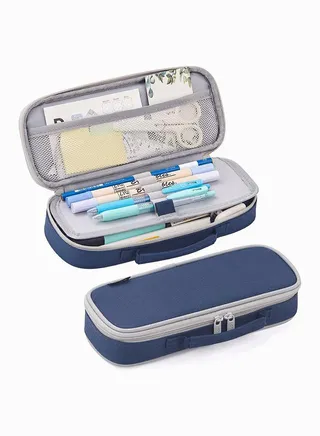 Pencil Case, Medium Capacity Pencil Bag C ute Pencil Pouch with Zippers Stationery Organizer Storage Office School Gift for College Student Teen Girl Women Adult  Navy Blue 