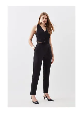 Compact Stretch High Waist Tailored Trousers 