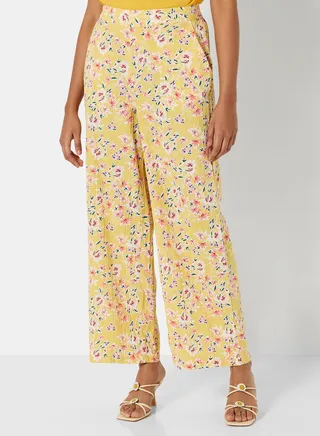 Floral Flared Pants Yellow 