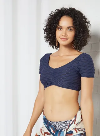 Textured Bikini Top Navy 