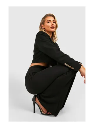 Crepe High Waisted Flared Trousers 