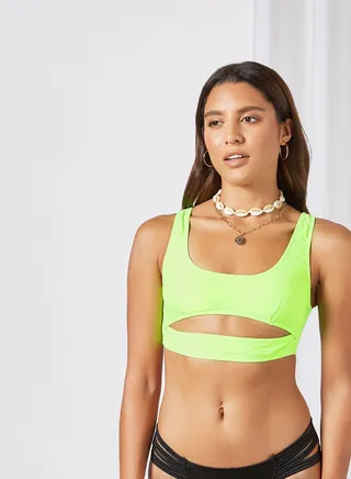 Cut-Out Front Bikini Top Green 