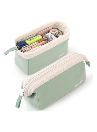 Wide-Open Pencil Case Big Capacity Pencil Pouch Portable Pen Bag School Supplies for Students Boys Girls, 1pcs, Green 