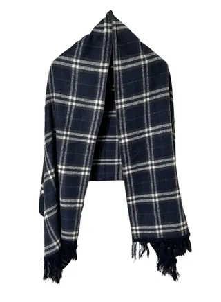 Plaid Check/Carreau/Stripe Pattern Winter Scarf/Shawl/Wrap/Keffiyeh/Headscarf/Blanket For Men & Women - XLarge Size 75x200cm - P04 Navy Blue 