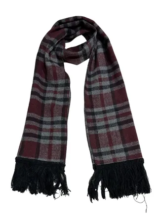 Plaid Check/Carreau/Stripe Pattern Winter Scarf/Shawl/Wrap/Keffiyeh/Headscarf/Blanket For Men & Women - Small Size 30x150cm - P07 Burgundy / Grey 