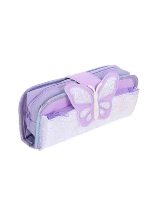 Big Capacity Pencil Case, Canvas Pen Pencil Pouch, Purple Pencil Case Reversible Sequin Pencil Case, Multi Use Stationery Storage Middle High School Organizer for Students Girls Teens Adults 