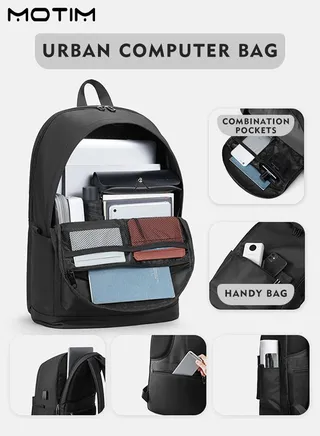 Laptop Backpack Multi Compartment with USB Charging Port Business Anti Theft Slim Durable Laptop Backpack Waterproof Travel Computer Bag Fits 15.6 Inch Laptop 