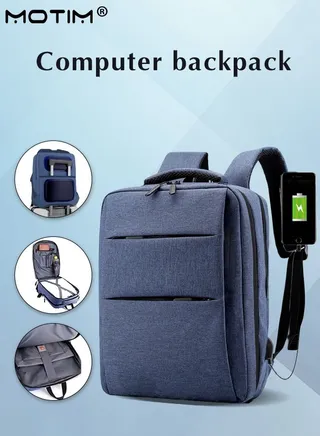 Travel Laptop Backpack Business Slim Waterproof Large Capacity with USB Charging Port Computer School Bag with Independent Computer Compartment Fits 15.6 Inch Laptop 