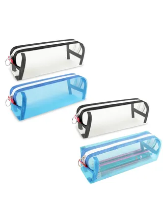 4 Pcs Clear Pencil Pouch, Pencil Case Pen Bag Clear Case Marker Pouch Multifonction Organizer Box Transparent case Makeup Bag Office College School Gift for adults Teen Girl Boy 