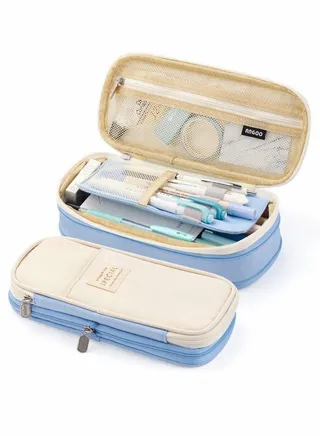 Big Capacity Pencil Pen Case, Office College School Large Storage High Capacity Bag Pouch Holder Box Organizer Light, (Blue) 
