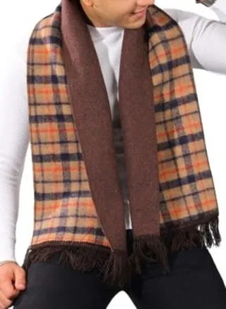 Double Face Solid and Plaid Check Carreau Pattern Wool Winter 