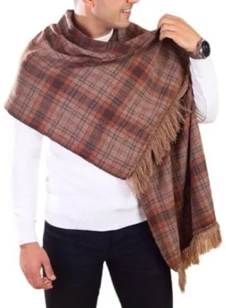 Double Face Solid and Plaid Check Carreau Pattern Wool Winter 
