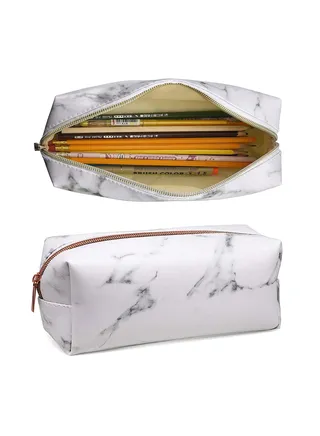 2 Pack Marble Pencil Case Big Capacity Pencil Bag Portable Office Stationery Makeup Bag School Supplies Suitable for Middle High School 