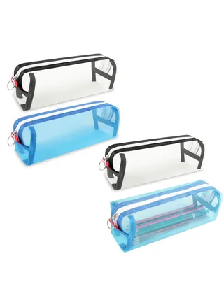 4 Pcs Clear Pencil Pouch, Pencil Case Pen Bag Clear Case Marker Pouch Multifonction Organizer Box Transparent case Makeup Bag Office College School Gift for adults Teen Girl Boy 