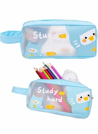 Clear Pencil Case, Clear Makeup Color Pouch Cosmetics Bag with Zipper 