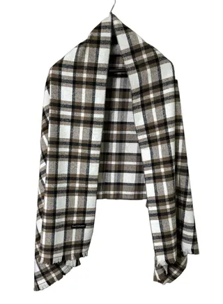 Plaid Check/Carreau/Stripe Pattern Winter Scarf/Shawl/Wrap/Keffiyeh/Headscarf/Blanket For Men & Women - XLarge Size 75x200cm - P07 White / Camel 