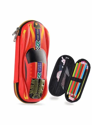 Pencil Case Storage Box Car Supercar Cartoon PU Leather Pencil Case Stationery Shockproof 3D EVA Large Capacity Suitable for Students and Teenagers 