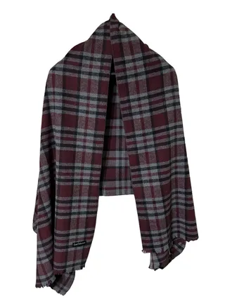 Plaid Check/Carreau/Stripe Pattern Winter Scarf/Shawl/Wrap/Keffiyeh/Headscarf/Blanket For Men & Women - XLarge Size 75x200cm - P07 Burgundy / Grey 