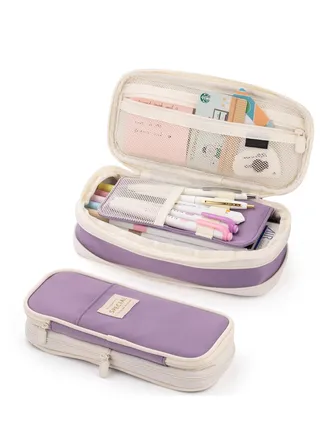 Large Capacity Pencil Case Cosmetic Bag Large Capacity Storage Bag With Zipper Suitable For School Office 
