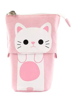 Cat Printed Pencil Case Pink/White 