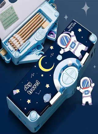 Double Layer Kids Students Korean Style Pencil Case Stationery Case Pen Case Desktop Storage Case 