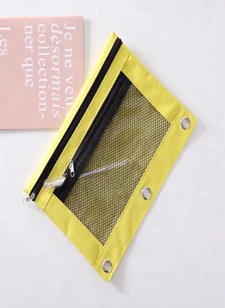 Double Zipper Pencil Bag Transparent Mesh File Bag Zipper Binder Pencil Bag Pencil Bag 