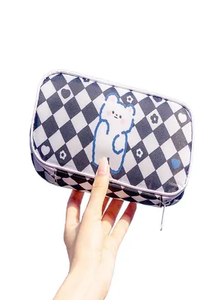 Large Capacity Pencil Case School Stationery Cute Student Pencil Bag Checkerboard  Pencil Case 