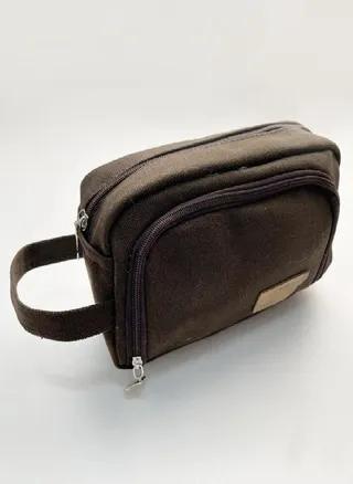 Student Solid Color Stationery Box Simple Hand Carry Large-capacity Double-layer Thickened Cotton and Linen Canvas Pencil Case 