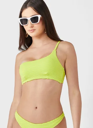One Shoulder Knitted Bikini Top 