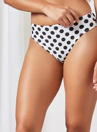 Polka Dot Bikini Bottom White/Black 