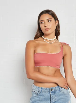 One-Shoulder Bikini Top Cinamon 