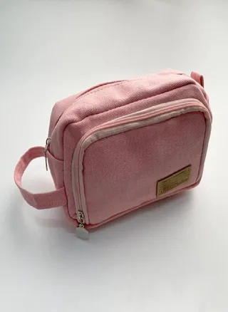 Student Solid Color Stationery Box Simple Hand Carry Large-capacity Double-layer Thickened Cotton and Linen Canvas Pencil Case 