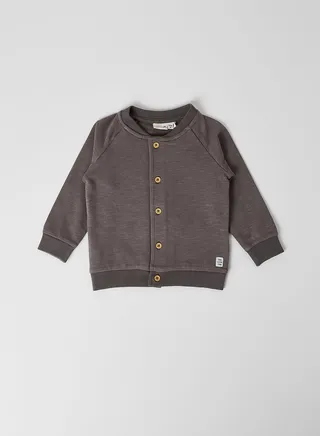 Button Down Long Sleeve Cardigan Granite Grey 