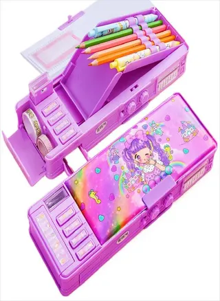 Girl Cute Password Cartoon Combination Lock Plastic Stationery Box Pen Case Pencil Box Pencil Case 