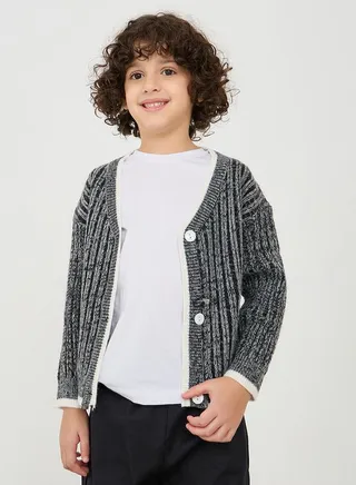 V Neck Knit Button Through Cardigan 