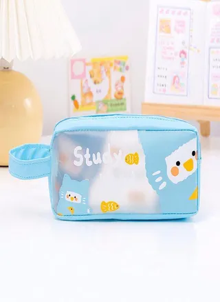 Large Capacity Students School Writing Supplies PU Pen Bag Pencil Box PVC Pen Pouch Pencil Case 