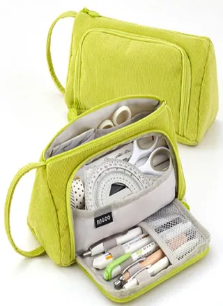 Big Capacity Multi Slot for Student Light Color Corduroy Pen Bag Pencil Case Pencil Box Pens Holder 
