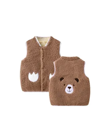 Autumn And Winter Unhooded Imitation Lamb Plush Vest For Children's Vest 