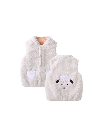 Autumn And Winter Unhooded Imitation Lamb Plush Vest For Children's Vest 
