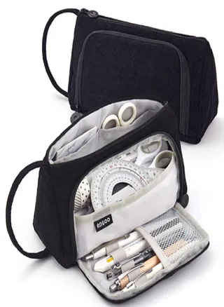 Big Capacity Multi Slot for Student Light Color Corduroy Pen Bag Pencil Case Pencil Box Pens Holder 
