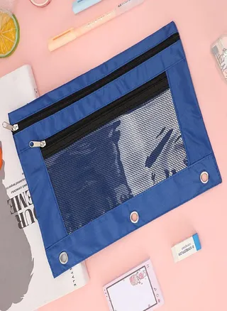 Double Zipper Pencil Bag Transparent Mesh File Bag Zipper Binder Pencil Bag Pencil Bag 